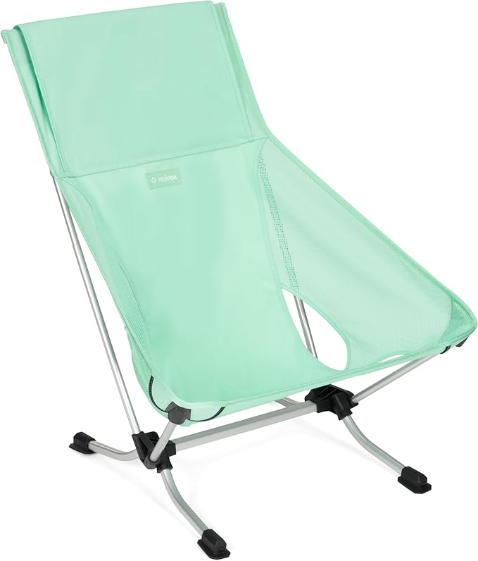 Helinox Beach Chair (re) Packable Outdoor Furniture Summer Vacation Seat Lightweight Foldable Comfort Flat Feet Prevent Sinking in Sand Sustainable Materials 3.75 lbs(1.7 kg) Biscay Green