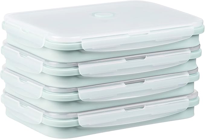 Extra Large Silicone Food Storage Containers with Lids 4 Pack Set 68oz/2000ml Collapsible Meal Prep Lunch Containers Microwave Freezer and Dishwasher Safe
