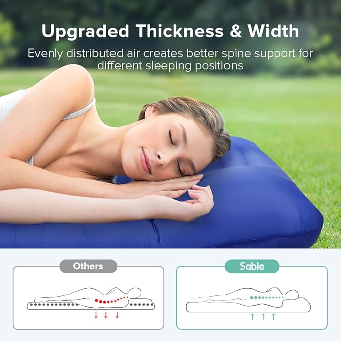 Sleeping Pad for Camping Extra Thickness 5.5 Inch Ultralight Inflatable Sleeping Mat with Pillow Built-in Foot Pump Compact Waterproof Camping air Mattress for Backpacking Hiking Traveling (Single)