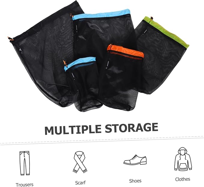 1 Set Compression Mesh Storage Sack Outdoor Travel Drawstring Bags for Camping Gear Clothes and Sleeping Bags Reusable Polyester Material Efficient Space Utilization