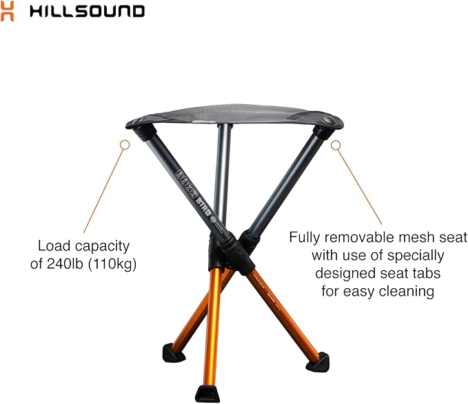 Hillsound BTR Stool for Ultralight Backpacking &amp Hiking Lightweight Camping Chairs Compact Portable Outdoor Seat Hunting Adventures Durable Tripod Design Made in Korea