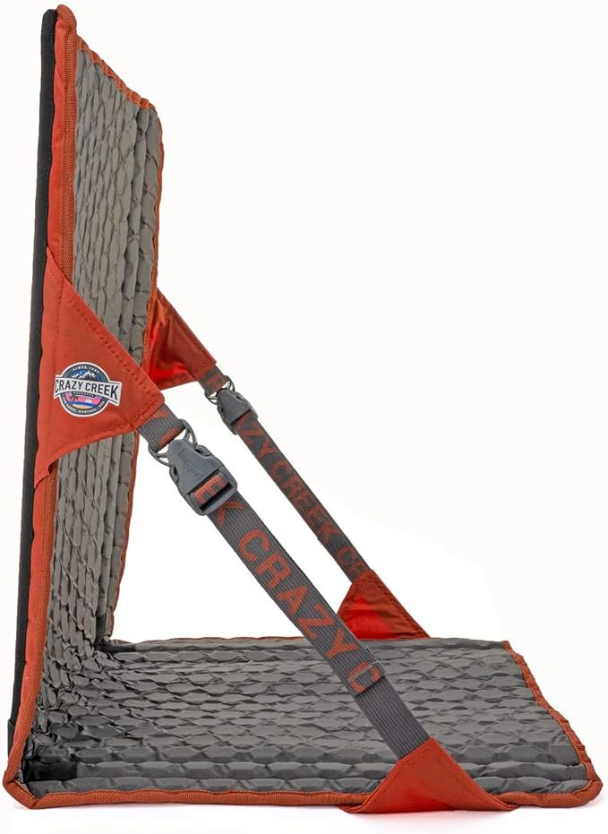 Crazy Creek HEX 2.0 LongBack Chair for Backpacking Camping and Stadium Use Extra Width &amp Back Height for Comfort 250 LBS Weight Capacity Adjustable Straps w/Rock Lockster (R) Buckles