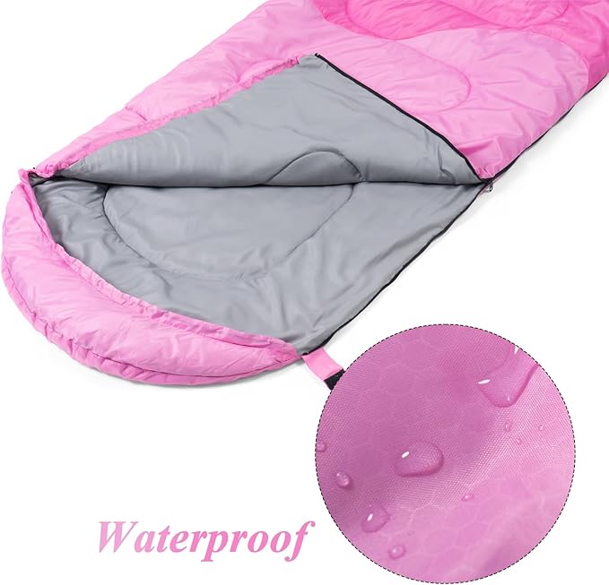Sleeping Bag - 3 Seasons for Adults Kids Boys Girls Camping Hiking - Warm Cold Weather Lightweight Portable with Compression Bag for Backpacking in Spring Summer Fall and Winter
