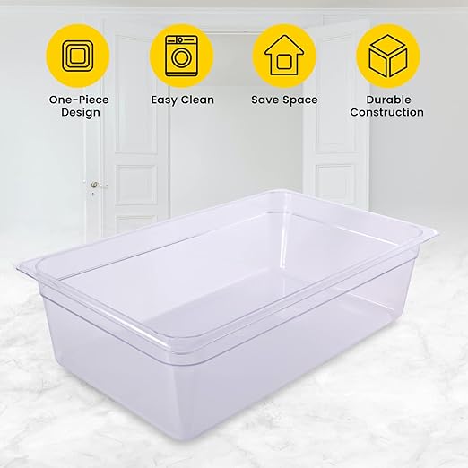 6-Pack 6-Inch Deep Clear Polycarbonate Food Pans - Full Size Commercial Hotel Pans (20.9 x 12.8) 20.6 Qt Capacity NSF Certified for Restaurants Hotels &amp Catering