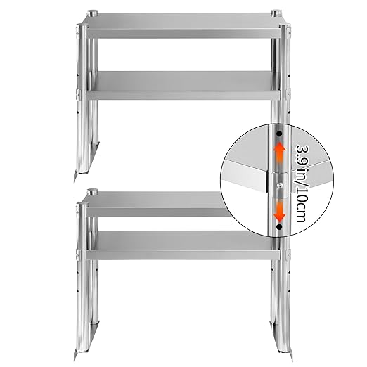 Stainless Steel Double Overshelf 12 X 30 Commercial Double Overshelf 2 Tier for Prep and Work Table in Kitchen Restaurant and Home
