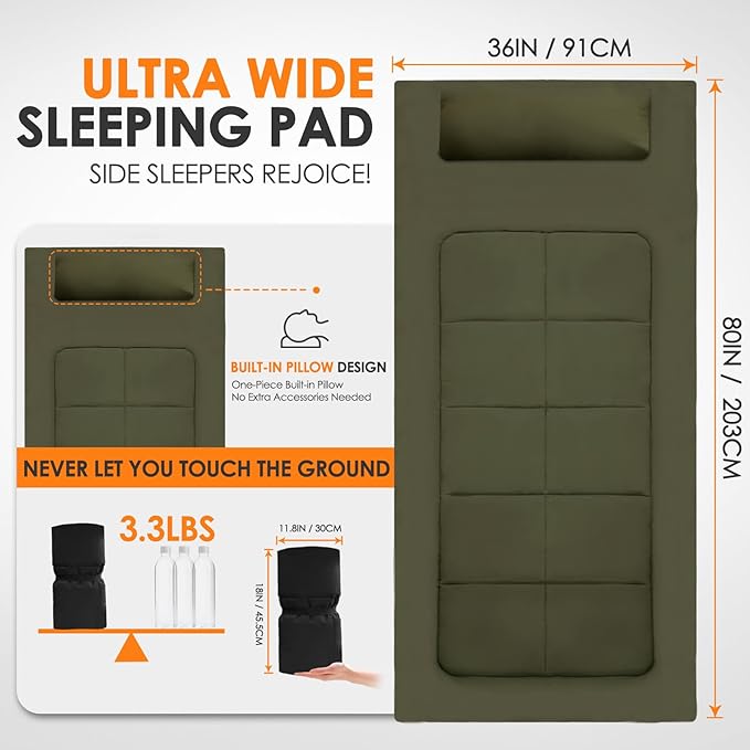 Portable Camping Cot Mattress 80 x 36 Inches Sleeping Mat with Waterproof Anti-Slip Bottom Floor Mattress Easy to Carry for Guest Tent Lawn Yard Camping Cot Easy to Store