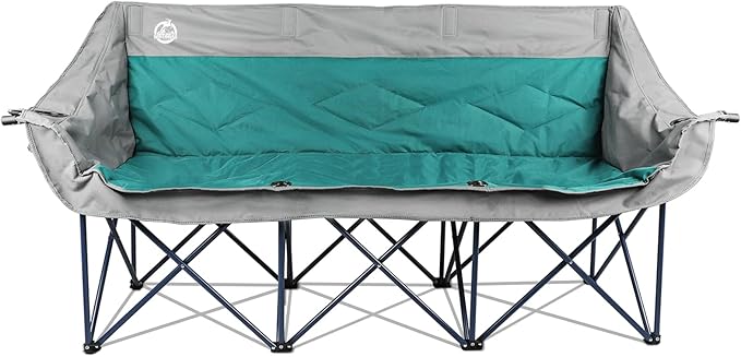 Northroad 3 Person Camping Chair Oversized 900 Lbs Outdoor Lawn Loveseat Chair Padded Folding Chairs for Adults Heavy Duty Soccer Chair w/Cup &amp Wine Glass Holder for Outside Picnic Beach Sports