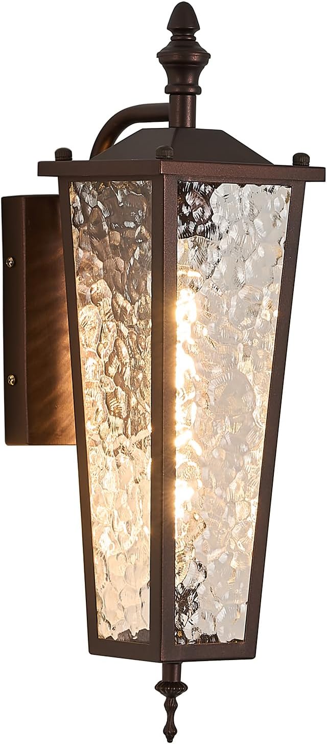 Brown Outdoor Wall Light Fixtures Waterproof Exterior Wall Lantern with E26 Socket &amp Glass Shade 16.7in Porch Sconce Lighting for Garage Patio Front Door Entryway