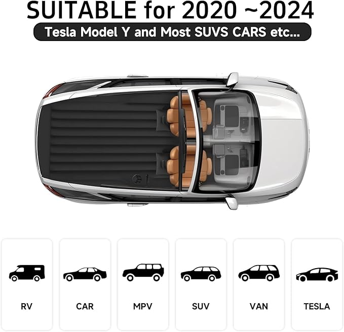 Tesla Model Y Mattress: Inflatable Camping Bed Air Mattress for Model Y Thickened Travel SUV Sleeping Pad with Car Air Pump 2 Pillows