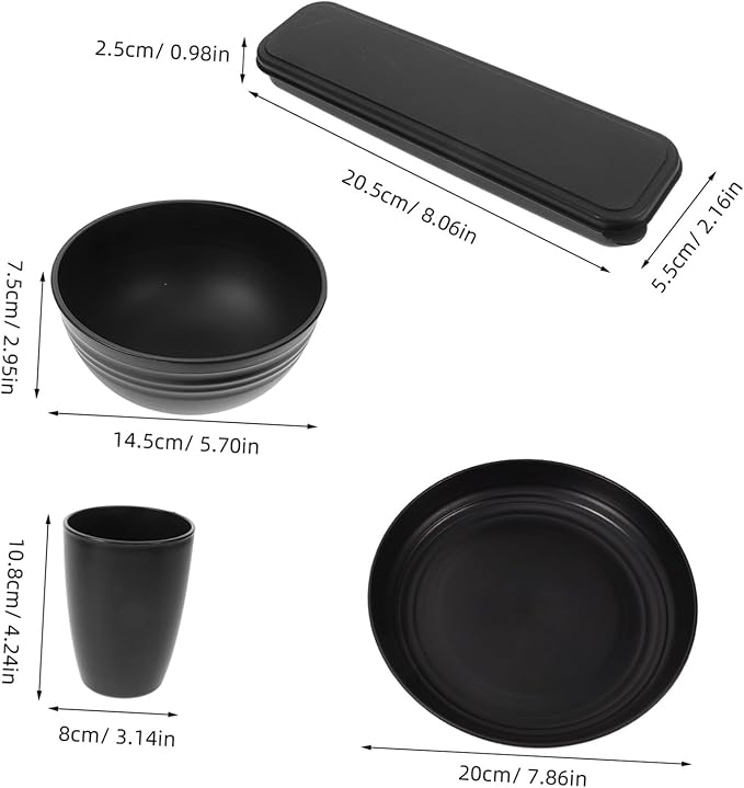 Garneck 4sets Cutlery with Storage Case Utensil for People Includes Forks Spoons and Bowls for Picnics and Outdoor Dining