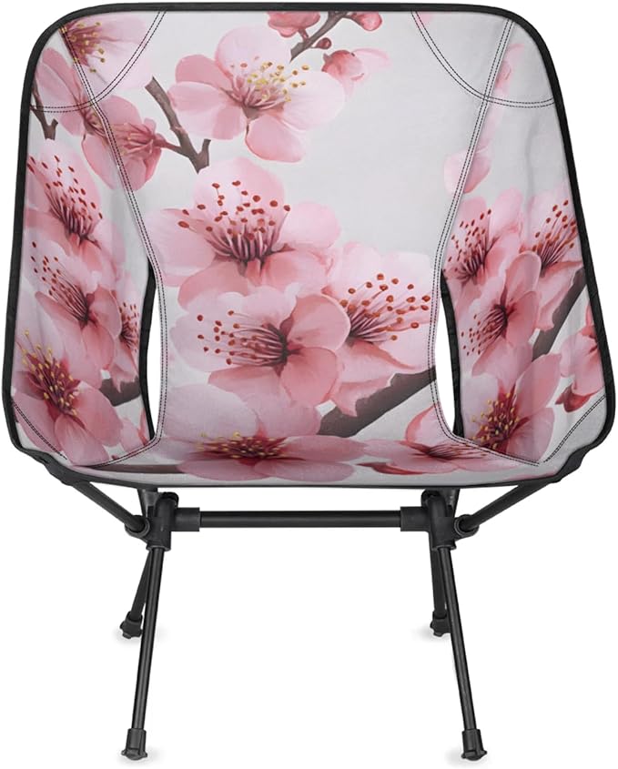 Honeybaby Folding Camping Chair Peach Flower Camping Chairs Lightweight Portable Chair Outdoor Foldable Chairs for Camping Travel Picnic Beach Hiking