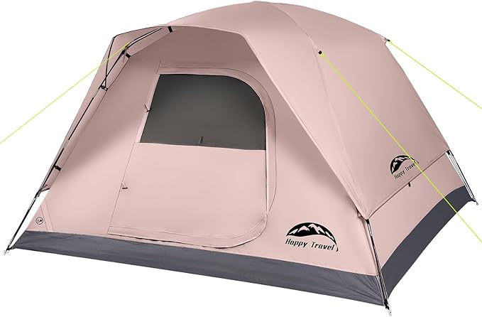 Happy Travel Camping Tent 4/6 Person Dome Tents for Camping with Rainfly Waterproof Clip Easy Setup Portable Family Tent with Mesh Windows 20% More Headroom Backpacking Tents for Camping &amp Hiki