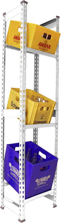 Simon Rack Drinks Crate Rack for 3 Crates 1800 x 400 x 300 mm White Freestanding Metal Shelf for Water Crates Beer Crates or Drinks Crates for Kitchen Garage or Cellar