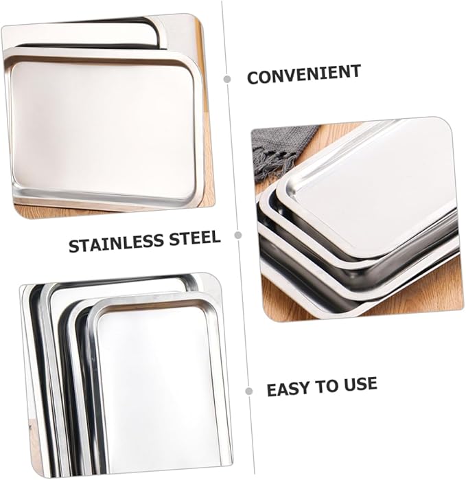 Amosfun 4Pcs Stainless Steel Plates Dinner Dishes for Self Feeding for Outdoor Camping Picnic Dishwasher Fun Design
