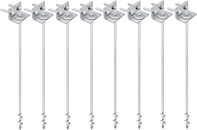 Ground Anchors Screw In - 24 Set of 468 with Brackets and Drill Bit - Earth Anchors - Mobile Home Anchors - Storage Shed Anchor Kit - Swing Set Anchors for Metal Swing Set - Playset Anchors - Ties