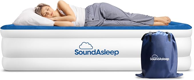 SoundAsleep Dream Series Luxury Air Mattress with ComfortCoil Technology &amp Built-in High Capacity Pump for Home Camping- Double Height Adjustable Inflatable Blow Up Portable - California King X