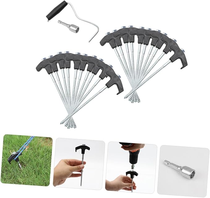 1Set Heavy Duty Tent Stakes Camping and Tarp Stake Kit for Outdoor Use Easy to Drive and Remove for Anchoring Tents Canopies and Gazebos