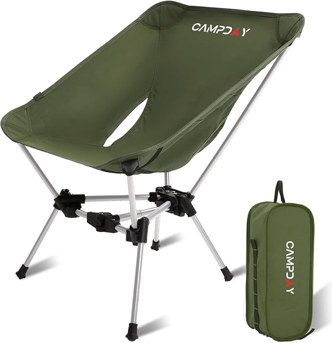 Camping Chair Backpacking Portable Hiking Ultralight Small Lightweight Folding Chair for Outdoor Camp Beach Picnic Concert Supports 330lbs (Green1PCS)