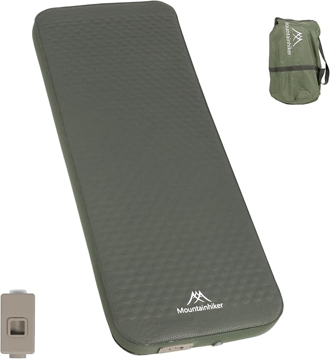 Self Inflating Sleeping Pad with Electric Pump 4 Ultra-Thick Memory Foam Camping Pad 40s Fast Inflating Camping Mattress Pad 4-Season Insulated Camp Sleeping Mat for Outdoor/Travel/Tent (Single)
