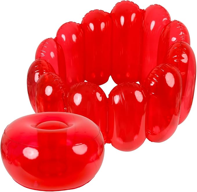 Jelly Inflatable ChairJelly Chair Collection Inflatable Jello Blow Up for Indoor Outdoor Camping Party Beach Hiking Yard (Orange)