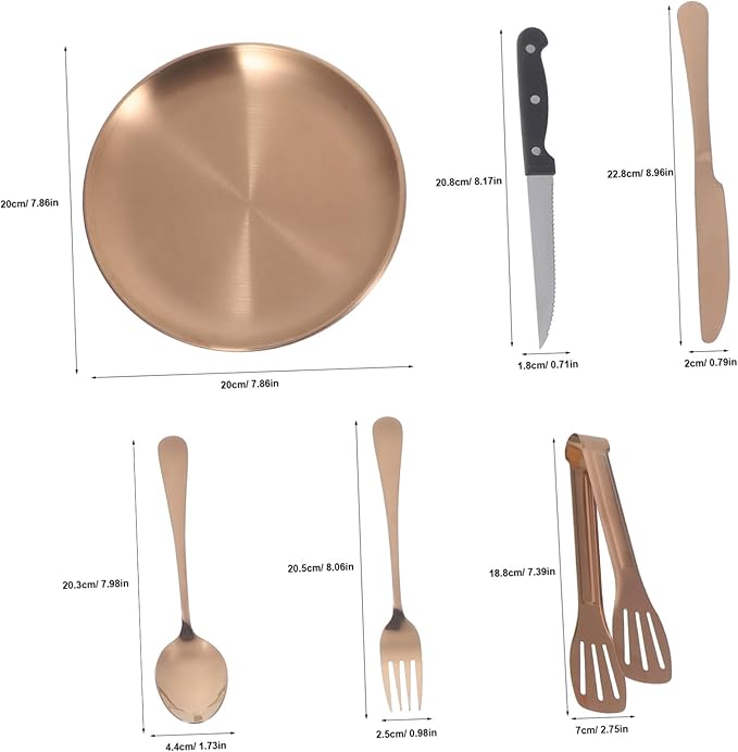 Ciieeo 1Set Outdoor Stainless Steel Tableware with Elegant Finish and Storage Bag for Camping Picnics and Adventures