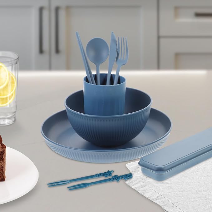 STOBAZA 1set Compact Cutlery with Box Lunch Box Utensil Includes Fork Spoon Chopsticks and Food Bowl for Outdoor Picnics Camping and Travel