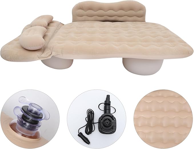SUPVOX 1Set Inflatable Car Mattress Ergonomic Sleeping Pad for Rear Seat Comfort Freeze Material for Travel and Outdoor Activities Includes Neck Pillow
