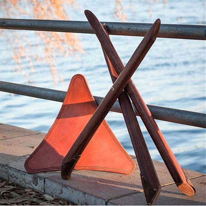 Fishing Chair Portable Folding Fishing Chair Outdoor Leather Cowhide Camping Chair Retro Super