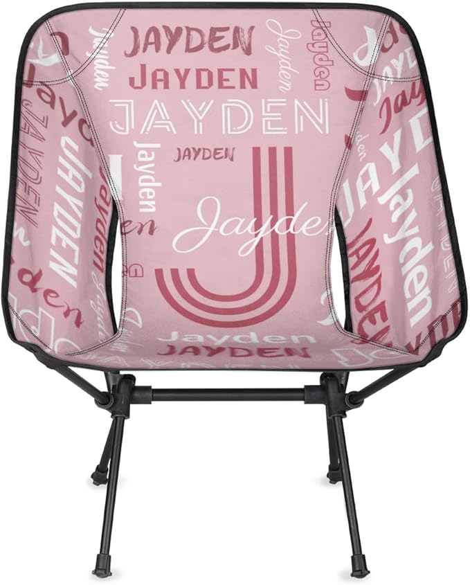 Custom Camping Chair Personalized Portable Backpacking Chair with Name Lightweight Folding Chair for Beach Hiking Peach