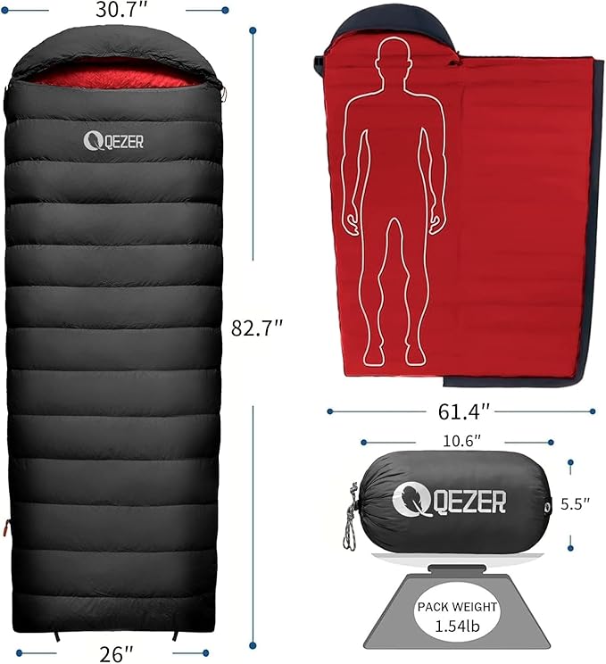 Sleeping Pad and Pillow with 300Fill Power Down Sleeping Bag