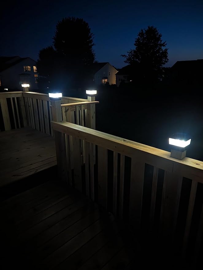 4-Pack Solar Post Cap Lights Outdoor 50 Lumen 3-Color Adjustable (3000K/4000K/6000K) Waterproof LED Lights for 4x4 &amp 5.5x5.5 Posts Black Matte Finish No Wiring Needed - Auto On/Off