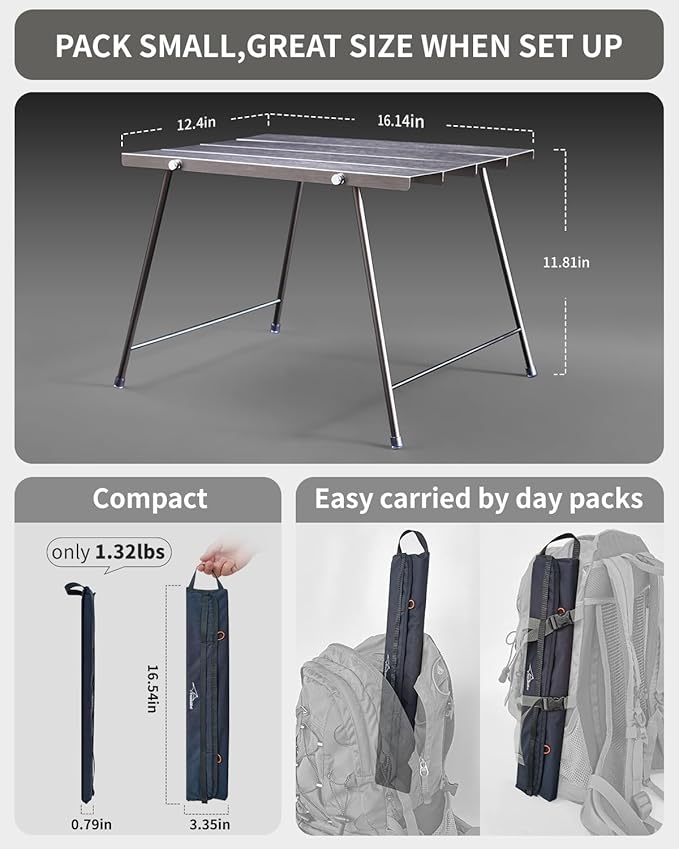 Flexifold Ultralight Aluminum Camping Table Portable Folding Camping Table Small Outdoor Side Table with Carry Bag for Outdoor Cooking Picnic Camp Beach Travel