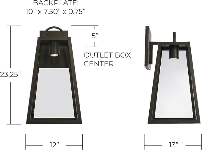 Capital Lighting 943713OZ-GL Leighton Wet Rated Minimal Emissions Design Clear Glass Outdoor LED Wall Lantern 1-Light 7 Watt 23 H x 12 W Oiled Bronze
