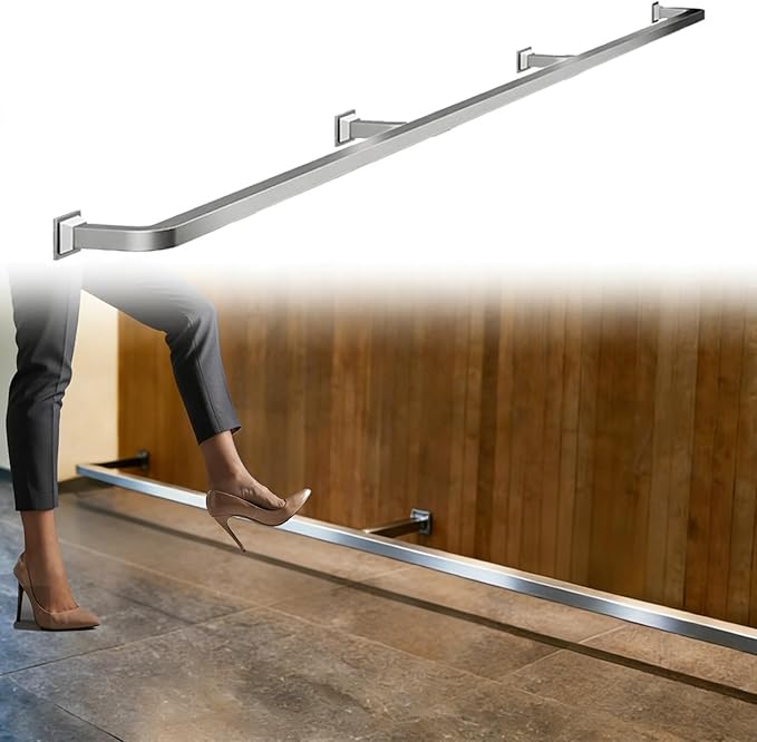 Square Pipe Foot Rest for Bar Counter Wall Mount Footrest Rail with Brackets &amp Installation Kit Basement Pub Kick Bar Customizable