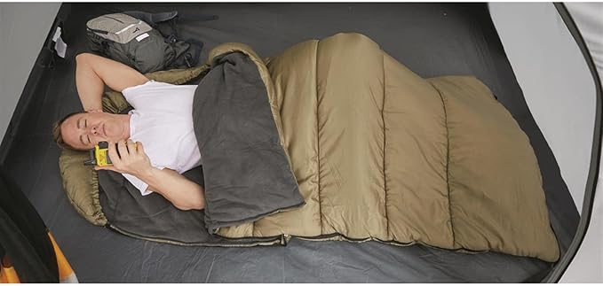 Guide Gear Fleece Lined Hooded 0-Degree Sleeping Bag for Adults and Kids Warm Winter Cold Weather Lightweight Portable for Camping Backpacking Hiking Outdoors