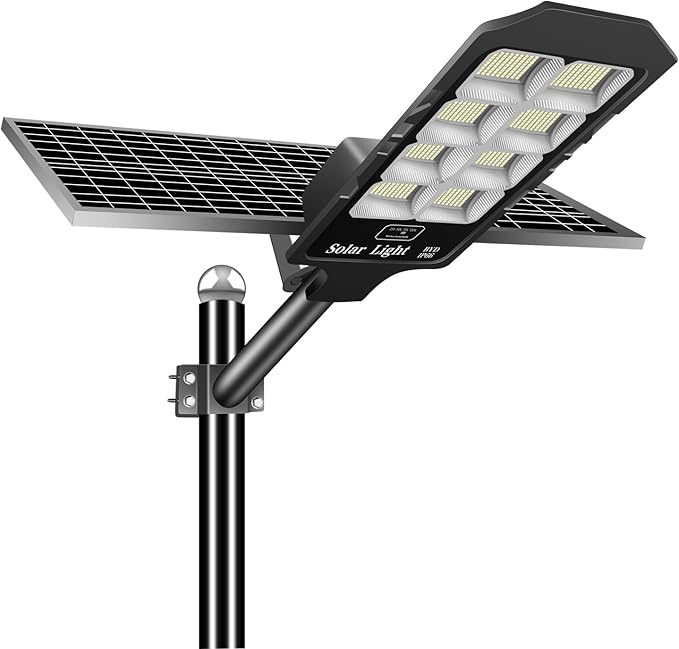 Solar Street Lights Outdoor 6600W Solar Flood Parking Lot Lights With Remote Security Motion Sensor Led Fixture Dusk to Dawn IP66 Waterproof For StadiumPathwayYardDrivewayRoadwayBasketball Court