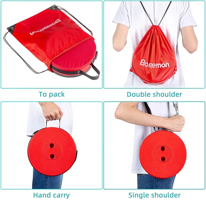Boreeman Upgraded Folding Stool with Cushion Lightweight Yet More Sturdy with Load Capacity 400lbs Portable Collapsible Stool Retractable Stool for Camping Fishing Hiking BBQ (Red)