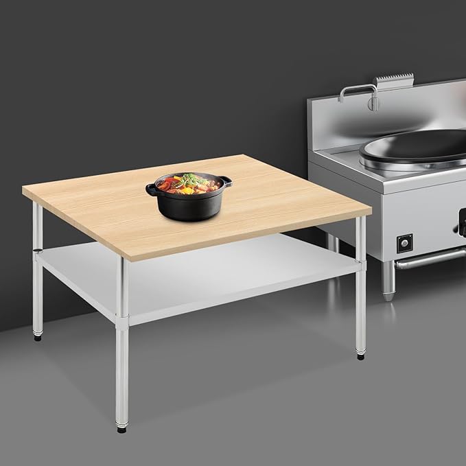 Eapmic Undershelf for Work Tables Adjustable Lower Shelf Stainless Steel Bottom Shelf Add for Commercial Prep Table Restaurant Kitchen Bakery Garage Workshop Use (45.28x27.95in)