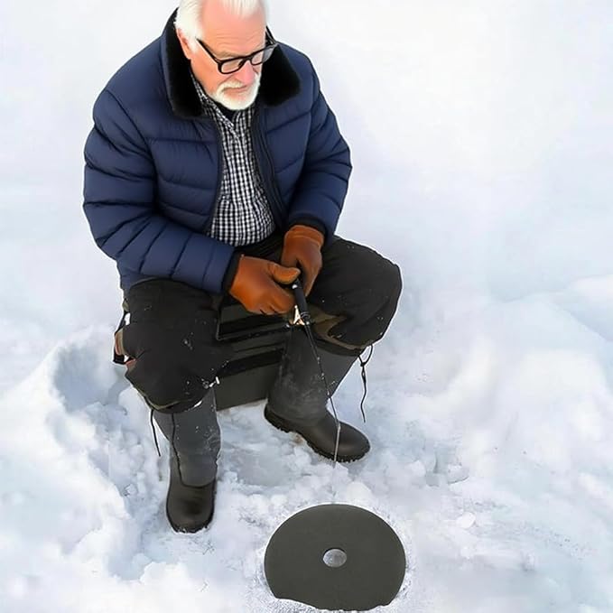 6PCS Black Ice Fishing Hole Covers 12 Insulated Lid for Ice Fish Tip Ups Easy to Use for Winter Fish Houses Equipment