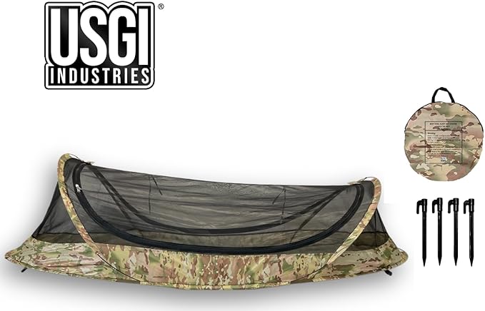 USGI Industries Bivy Tent | Lightweight Single Person Sleeping Net System for Outdoors Camping Survival Hiking Backpack | Mesh Protection