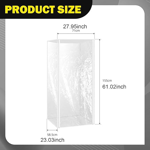 Sheet Pan Rack Cover Waterproof Dustproof Transparent with Zippers for Baking Restaurant Home Kitchen (71x58.5x155cm / 28x23x61in)