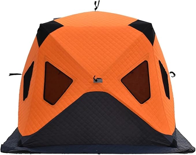 Portable Ice Fishing Shanty Large Ice Shack Windproof Ice Fishing Shelter Insulated Ice Fishing Pop-Up Tent for 3-4 Person