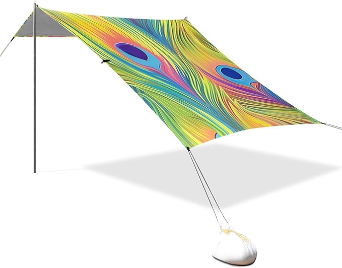Peacock FeatherCamping Sun Shelters 9.2 x 10.5 FT Beach Canopy Tent Sun Shade with Carrying Bag for Camping Trips Fishing Backyard Fun or Picnics 21341811