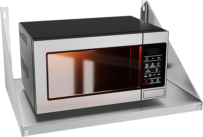 Stainless Steel Microwave Shelf 24x18 Heavy Duty Wall Mount Floating Shelving 110lb Max Load Commercial Microwave Rack for Restaurants Kitchens Bars Homes &amp Hotels