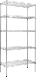 Adjustable Chrome Plated Iron Storage Rack 5-Layer Floor Standing Storage Rack Silver (35.43 X 13.78 X 70.87)“