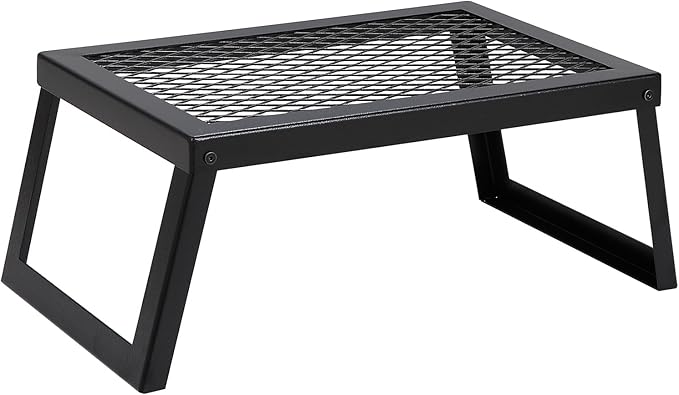 VEVOR Folding Campfire Grill 18 Portable Camping Grates Over Fire Pit Heavy Duty Steel Mesh Grate Camp Fire Cooking Equipment with Legs Carrying Bag Grilling Rack for Outdoor Open Flame Cooking