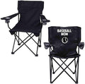 VictoryStore Outdoor Camping Chair - Baseball Mom Black Folding Camping Chair with Carry Bag