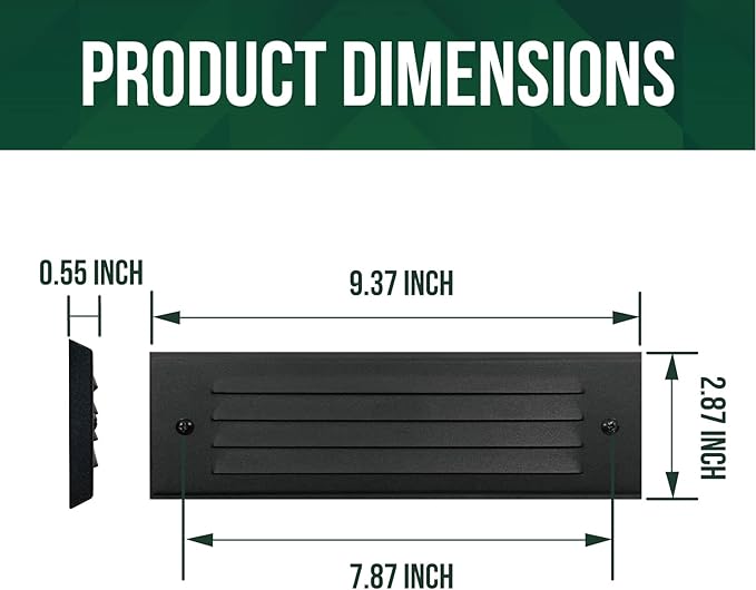 GKOLED Low Voltage LED Step Lights 4W 12V Surface Mount Light with Horizontal Louvered Faceplate Steps Decks Pathway Stairs 2700K IP65 Die-cast Aluminum Black Powder Coated Finish 2 Pack