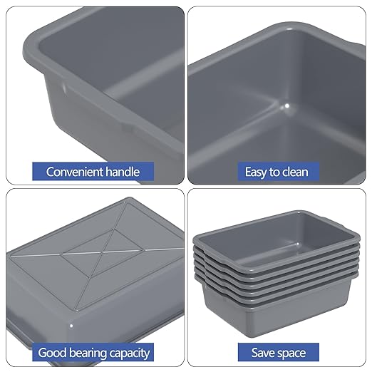 24 L Commercial Restaurant Bus Tubs Plastic Bus Tub Boxes 6 Packs