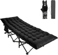 Northroad Camping Cot with Thick MattressQuick Set-Up Sleeping Cots with Side Pocket for Outdoor Camping Office Nap Home Garden Beach Travel Black